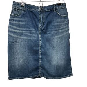 Pilcro Anthropologie Classic‎ Denim Pencil Skirt Size 28 Back Ruffle High Waist